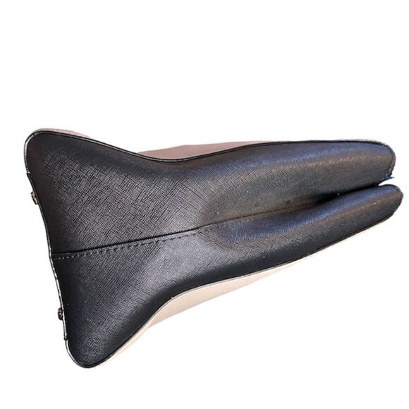 Kate Spade Leighann Saffiano Leather Satchel Almond Black - Picture 2 of 13